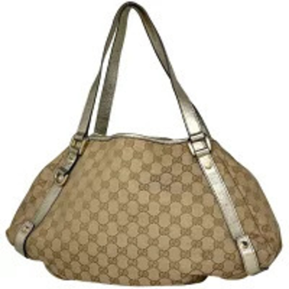 Gucci GG shoulder bag tote handbag Abbey canvas beige silver
